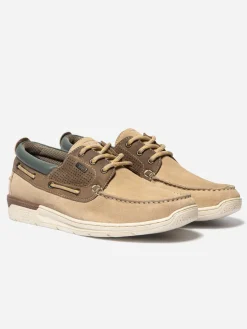 Chaussures bateau homme sable et cognac MATBOAT