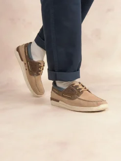 Chaussures bateau homme sable et cognac MATBOAT