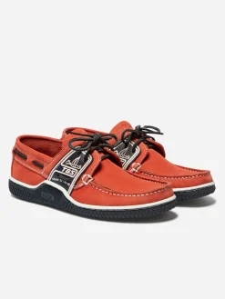 Chaussures Bateau Homme Semelle Grip Cuir Orange