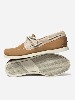 Chaussures bateau homme tan et beige et rose PHENIS