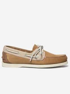 Chaussures bateau homme tan et beige et rose PHENIS