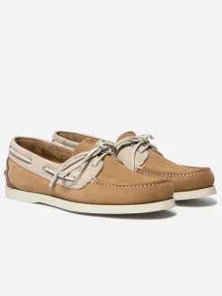 Chaussures bateau homme tan et beige et rose PHENIS