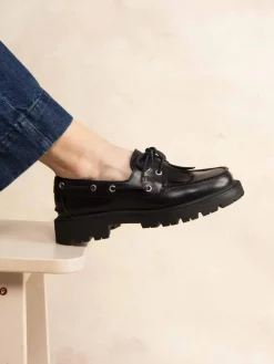 Chaussures Bateaux Femme Cuir Noir LAZARIE