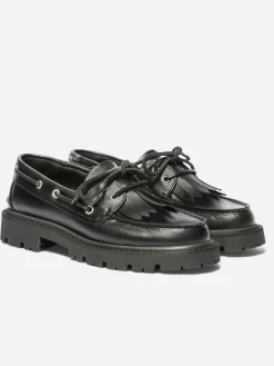 Chaussures Bateaux Femme Cuir Noir LAZARIE