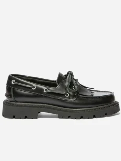 Chaussures Bateaux Femme Cuir Noir LAZARIE