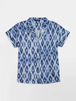 Chemise Femme Col Tailleur Imprimés Bleus ETEILCHA