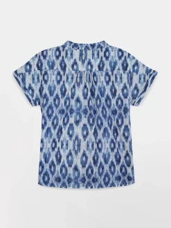 Chemise Femme Col Tailleur Imprimés Bleus ETEILCHA
