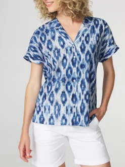 Chemise Femme Col Tailleur Imprimés Bleus ETEILCHA