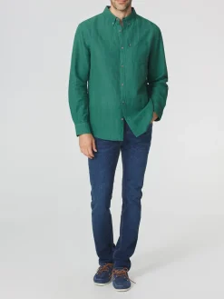 Chemise Homme Coupe Confort Lin/Coton Vert LYNERCHE