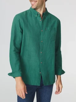 Chemise Homme Coupe Confort Lin/Coton Vert LYNERCHE