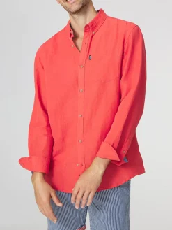 Chemise Homme Coupe Confort Lin/Coton Rouge LYNERCHE