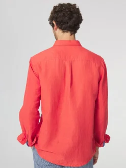 Chemise Homme Coupe Confort Lin/Coton Rouge LYNERCHE