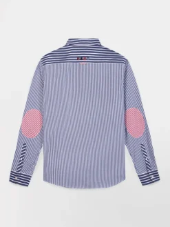 Chemise Homme Coupe Regular Rayures Bleu et Rouge ZAYNECHE