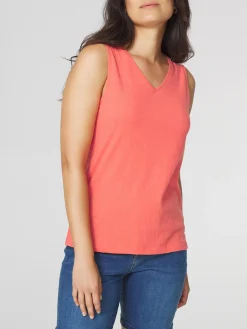 Débardeur Femme Col V Coton Bio Rose ADINADEB