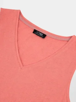 Débardeur Femme Col V Coton Bio Rose ADINADEB