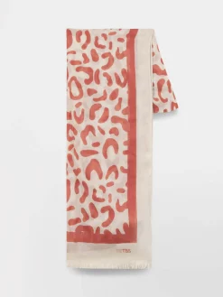 Foulard Femme Doux & Chaud Motif Léopard Beige Rouge CLEOFOU
