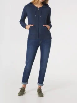 Gilet Tricot Femme Coton Laine Bleu Foncé ENOLAGIL