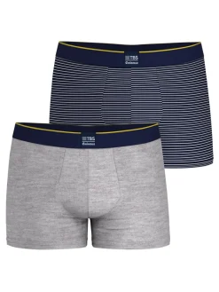 Lot de 2 Boxers pour Homme Coton Elasthanne Marine et Gris NAUTIQUE