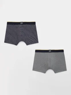 Lot de 2 Boxers pour Homme Coton Elasthanne Marine et Gris NAUTIQUE