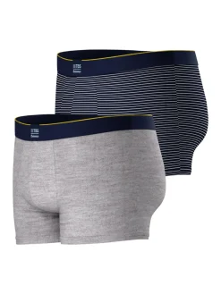Lot de 2 Boxers pour Homme Coton Elasthanne Marine et Gris NAUTIQUE