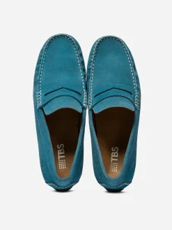 Mocassins Homme En Cuir Velours Bleu SAILHAN