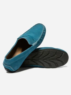 Mocassins Homme En Cuir Velours Bleu SAILHAN