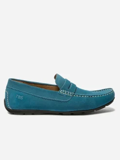 Mocassins Homme En Cuir Velours Bleu SAILHAN