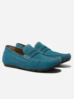 Mocassins Homme En Cuir Velours Bleu SAILHAN