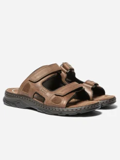 Mules Homme A Scratch Dessus Cuir Marron