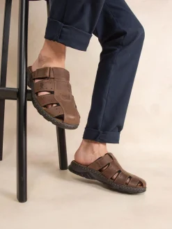 Mules Homme Confort Ortholite Cuir Marron