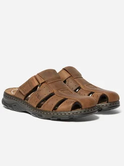 Mules Homme Confort Ortholite Cuir Marron