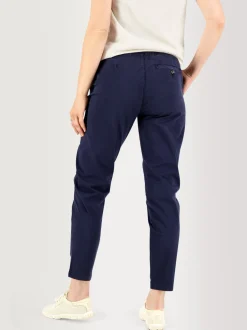 Pantalon Femme Ceinture Elastiquée Coton Marine