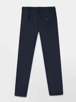 Pantalon Femme Ceinture Elastiquée Coton Marine