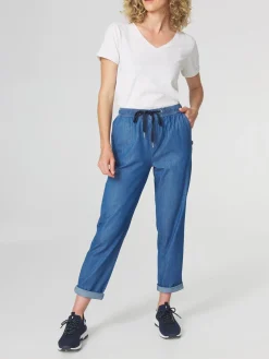 Pantalon Femme Ceinture Elastiquée Bleu MANDYJOG