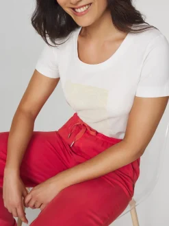Pantalon Femme 100% Lyocell Cordon de ressérrage Ceinture Elastiquée Rouge MYRNOPAN