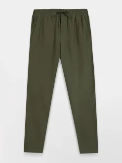 Pantalon viscose et lin femme kaki AMMELJOG