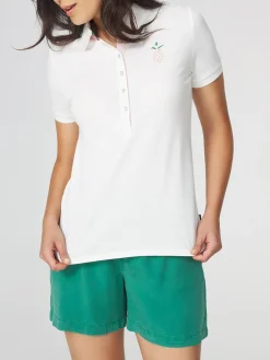 Polo Femme Fentes Côtés Piqué Blanc BONIEPOL