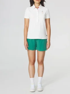 Polo Femme Fentes Côtés Piqué Blanc BONIEPOL
