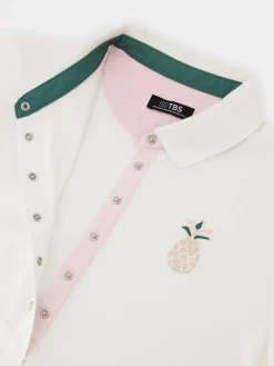 Polo Femme Fentes Côtés Piqué Blanc BONIEPOL