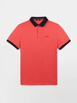 Polo Homme Coupe Ajustée Jersey Rayures Rouge et Marine MILAKPOL