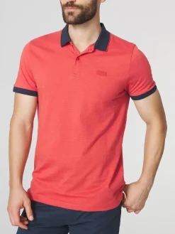 Polo Homme Coupe Ajustée Jersey Rayures Rouge et Marine MILAKPOL