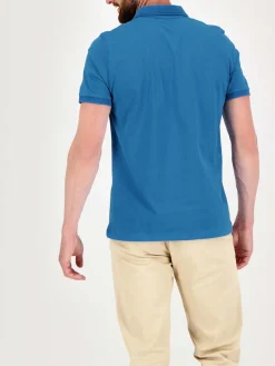 Polo Homme Coupe Ajustée Jersey Bleu MILEKPOL