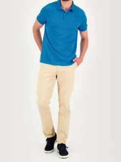 Polo Homme Coupe Ajustée Jersey Bleu MILEKPOL