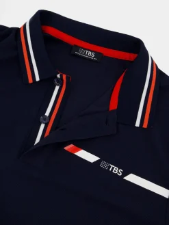 Polo Homme Coupe Ajustée Maille Fantaisie Marine SELIMPOL