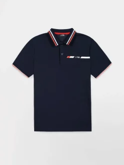 Polo Homme Coupe Ajustée Maille Fantaisie Marine SELIMPOL