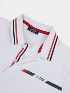 Polo Homme Coupe Ajustée Maille Fantaisie Blanc SELIMPOL