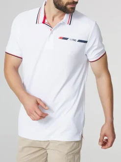 Polo Homme Coupe Ajustée Maille Fantaisie Blanc SELIMPOL