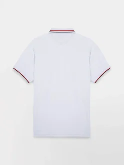 Polo Homme Coupe Ajustée Maille Fantaisie Blanc SELIMPOL