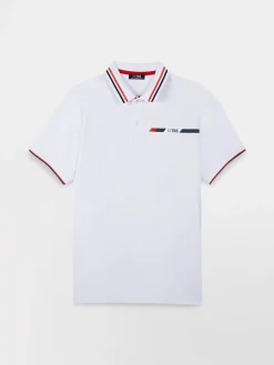 Polo Homme Coupe Ajustée Maille Fantaisie Blanc SELIMPOL