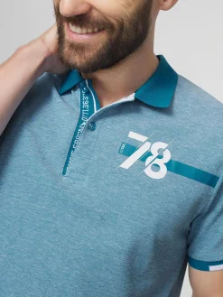 Polo Homme Coupe Ajustée Piqué Bleu JERODPOL